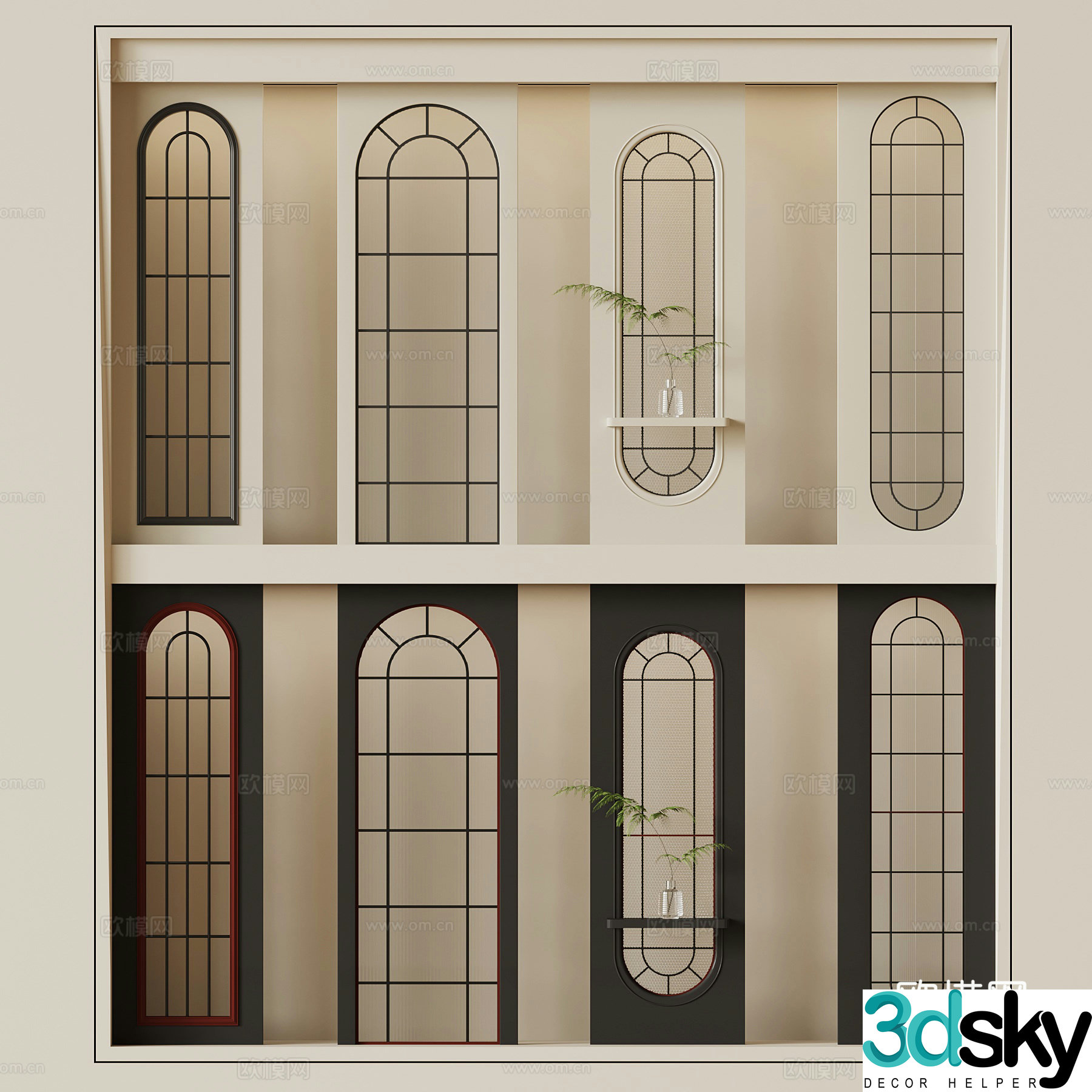 Partition French Cream Partition Porch 3D Model