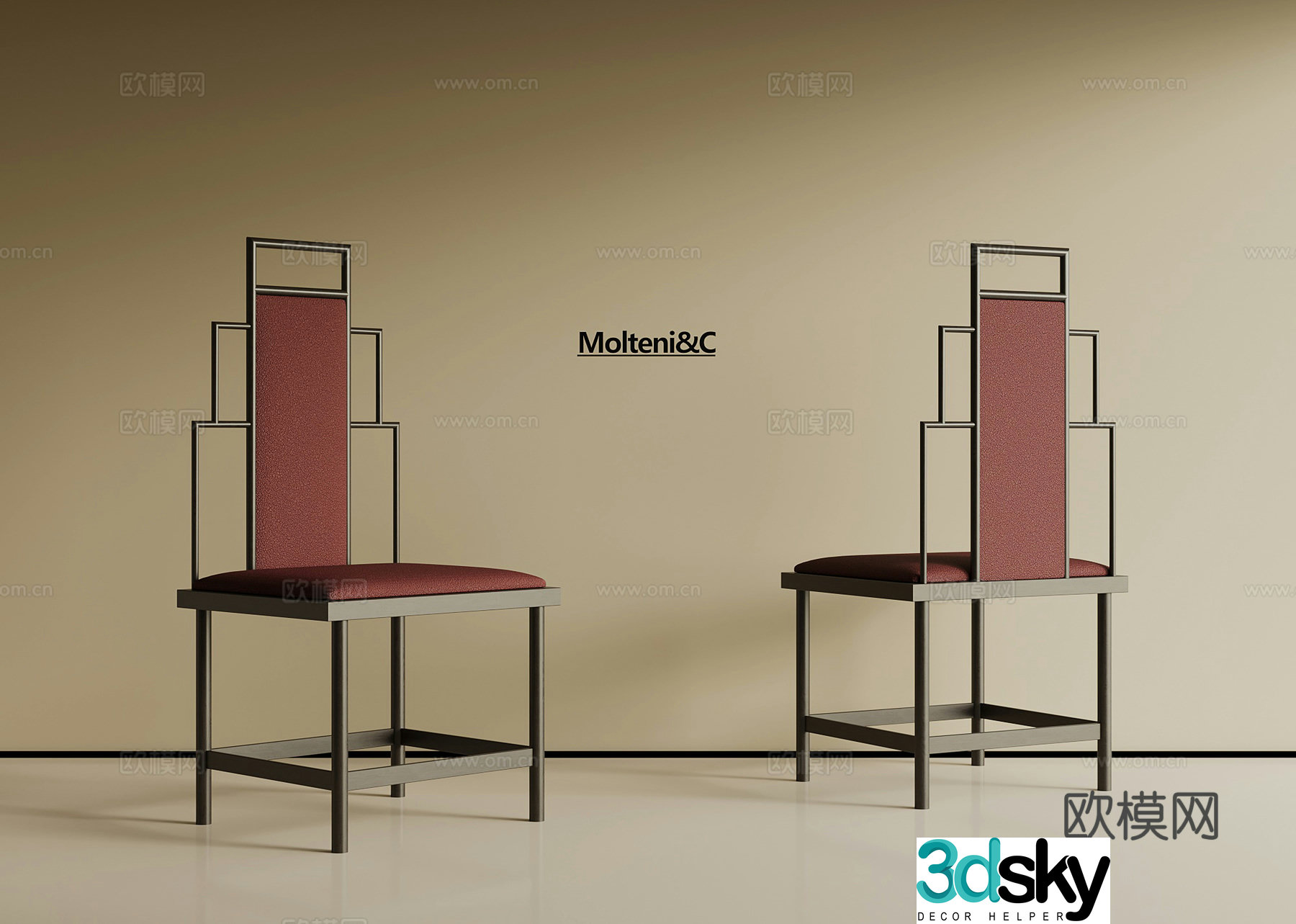 New Chinese style leisure chair dining chair 3d model