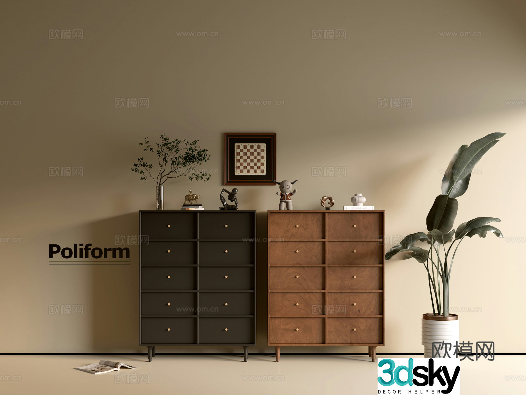 Modern wood grain cabinet ins wind minimalist wind cabinet whole cabinet sideboard balcony cabinet storage 3D model
