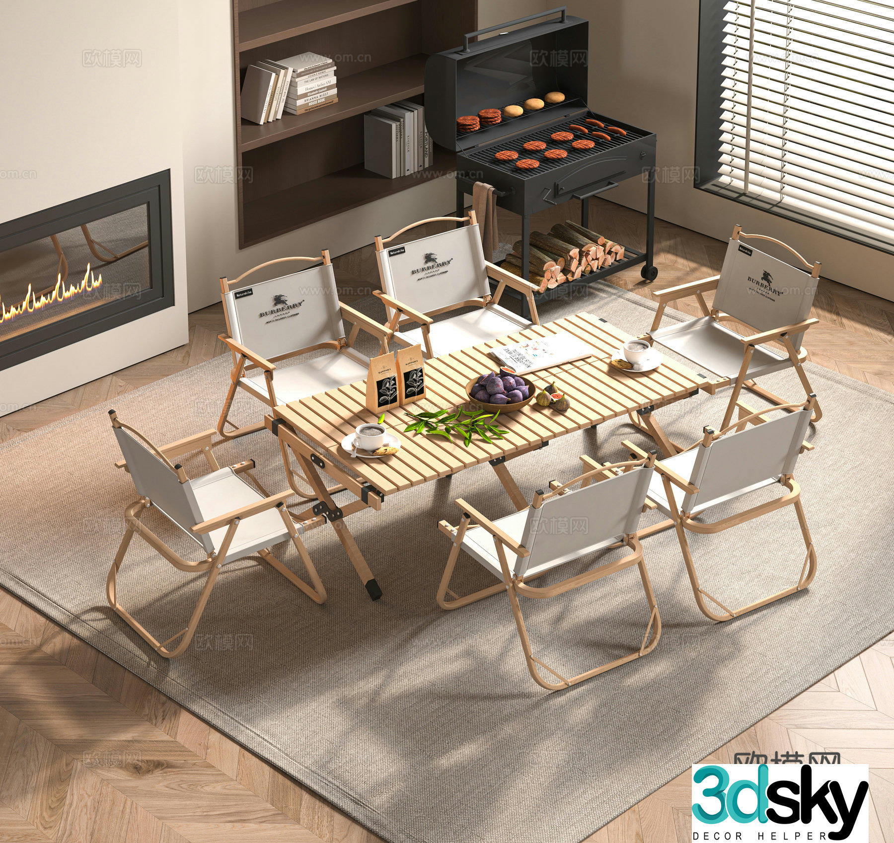 Modern outdoor table and chair 3d model