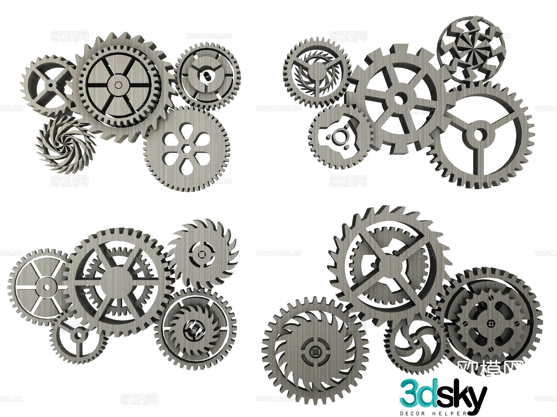 Hardware gear combination mechanical gear industrial gear technology gear pinion gear machinery 3d model