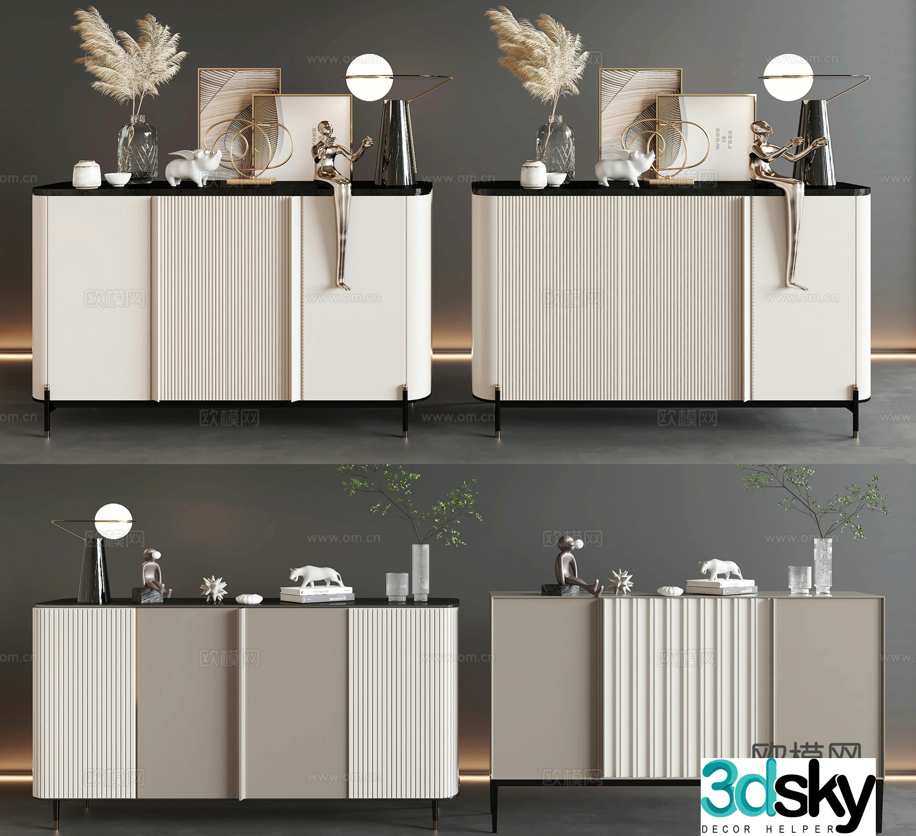 Modern side cabinet entrance cabinet 3D model