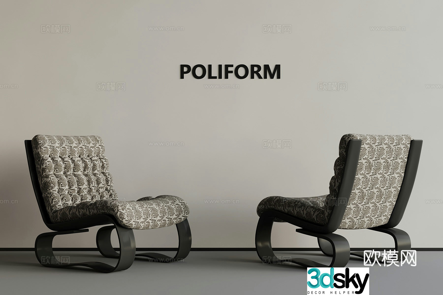 09 French casual chair modern French lounge chair 3d model