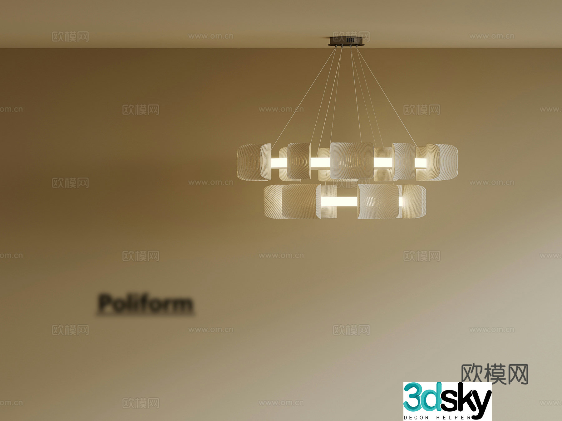 Modern Cream Style Chandelier Living Room Chandelier 3D Model