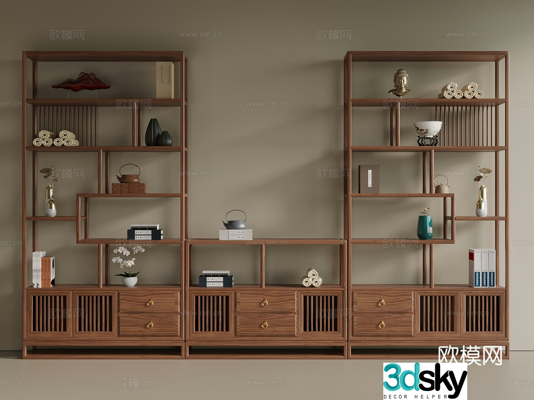 New Chinese style Chinese style Bo Ancient Shelf Bo Ancient Shelf Tea Cabinet Side Cabinet Low Cabinet 3D Model