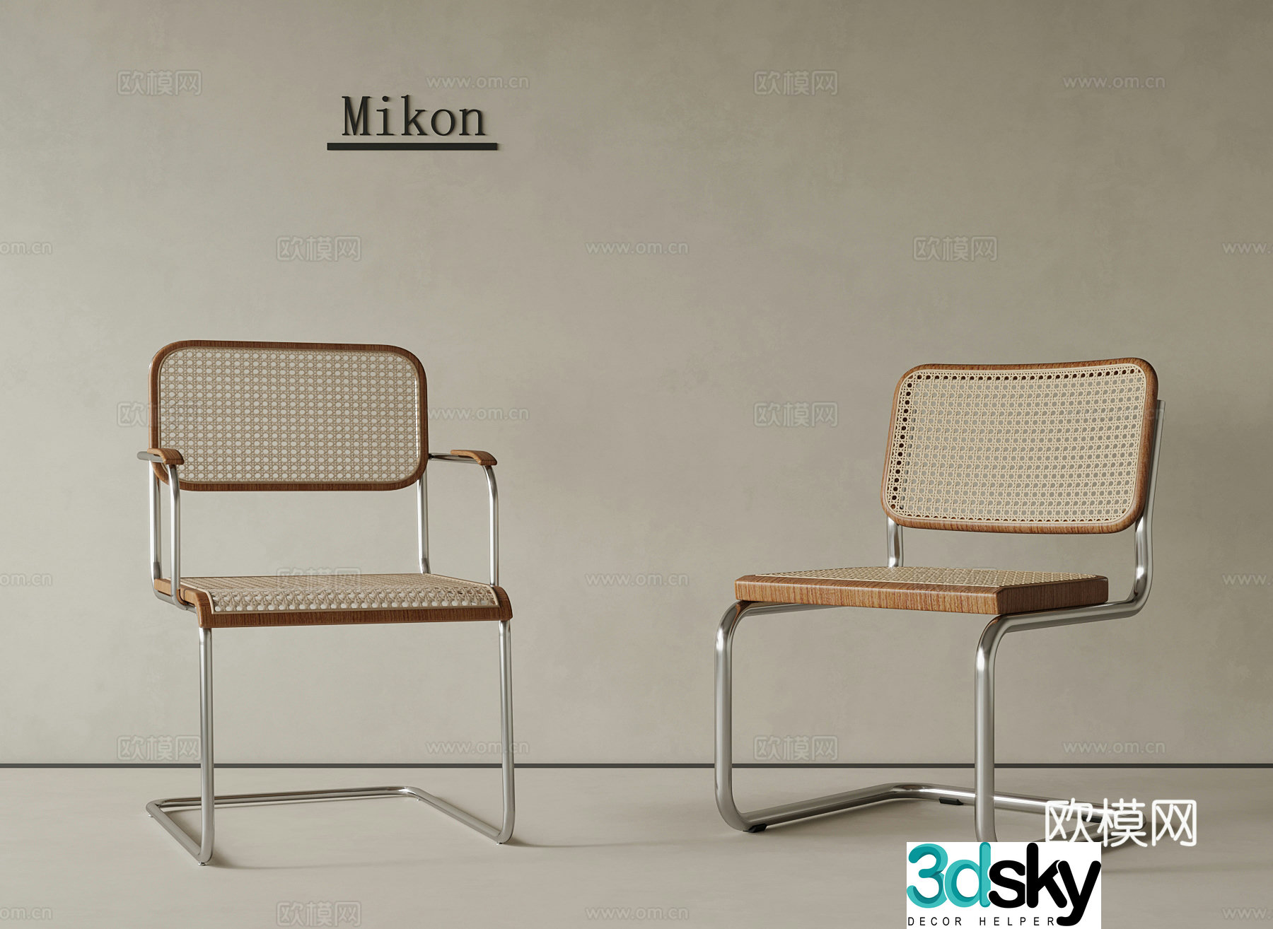 Medium style leisure chair rattan chair 3d model
