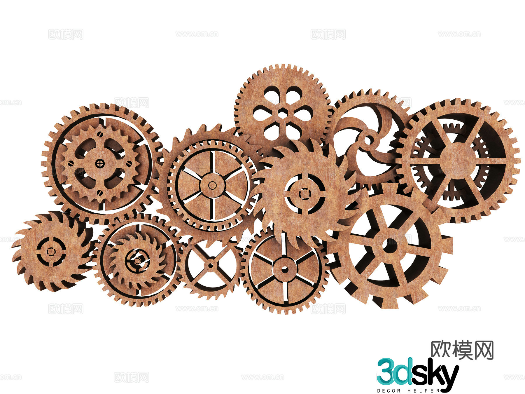 Hardware gear combination mechanical gear industrial gear technology gear pinion gear machinery 3d model