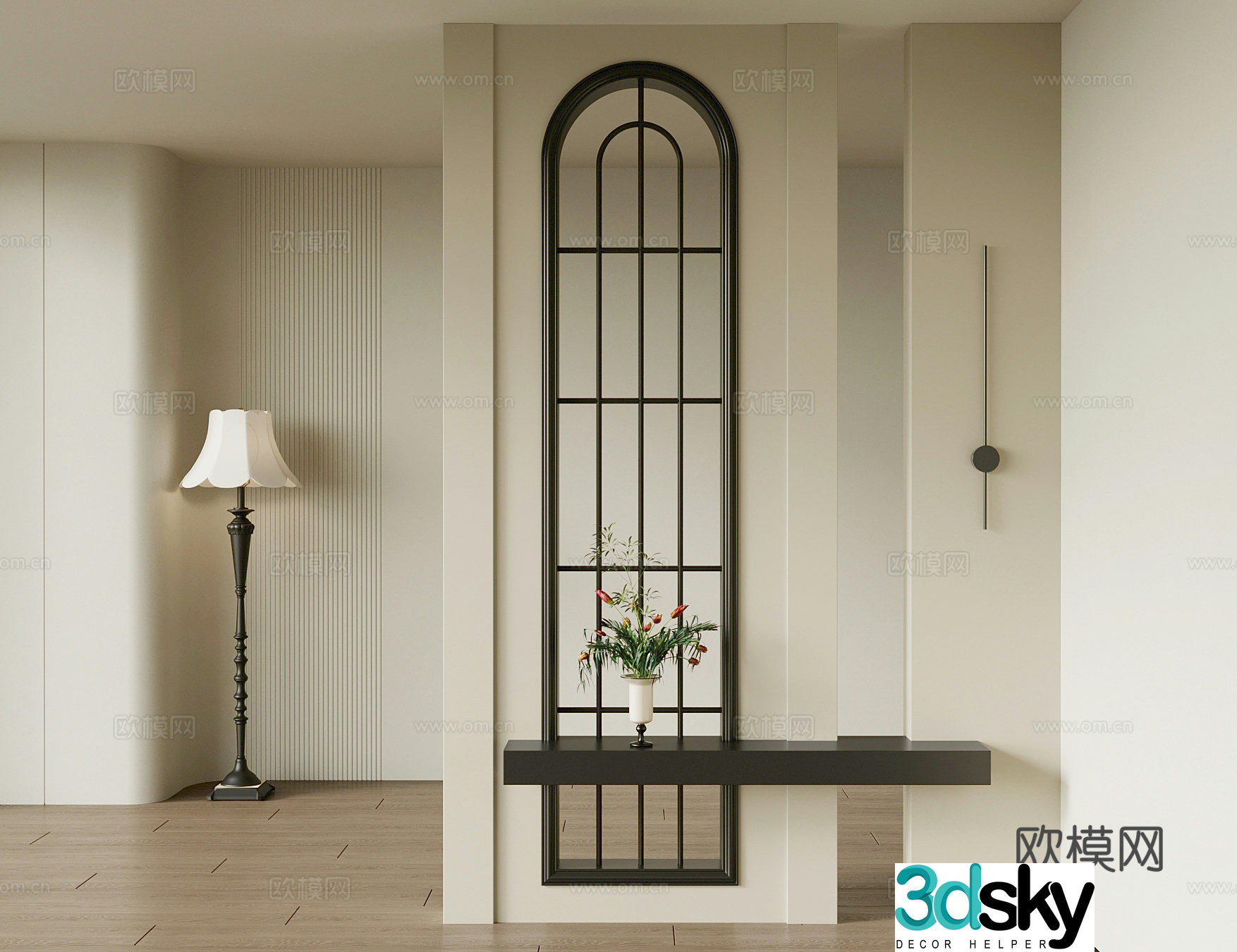 French partition floor lamp 3d model