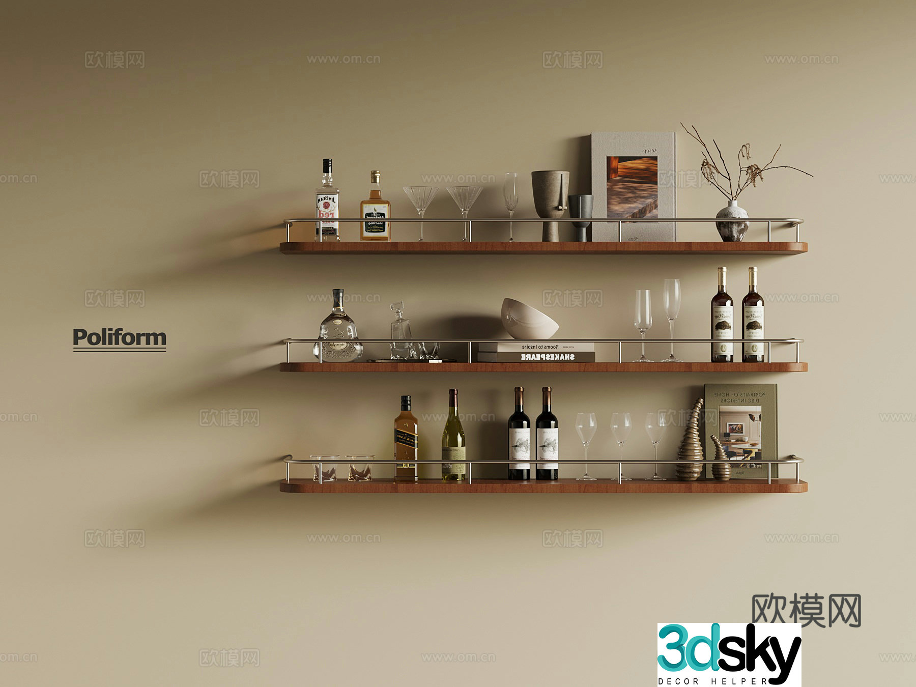 Modern wine rack wine utensil 3d model