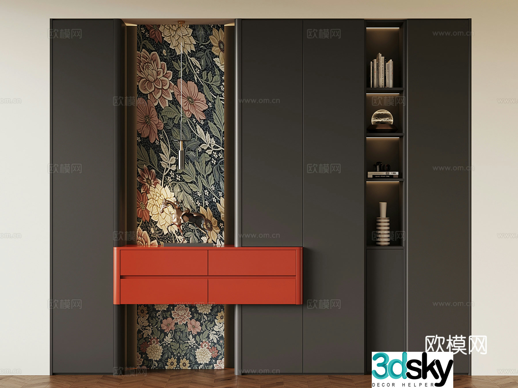 French entrance cabinet decorative cabinet 3D model