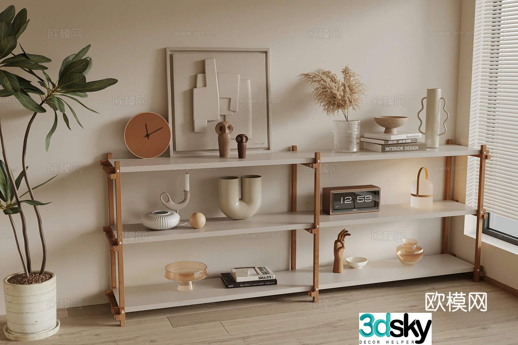Modern shelf ornament combination 3D model