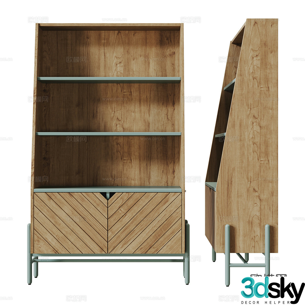 Modern Nordic log bookcase 3d model