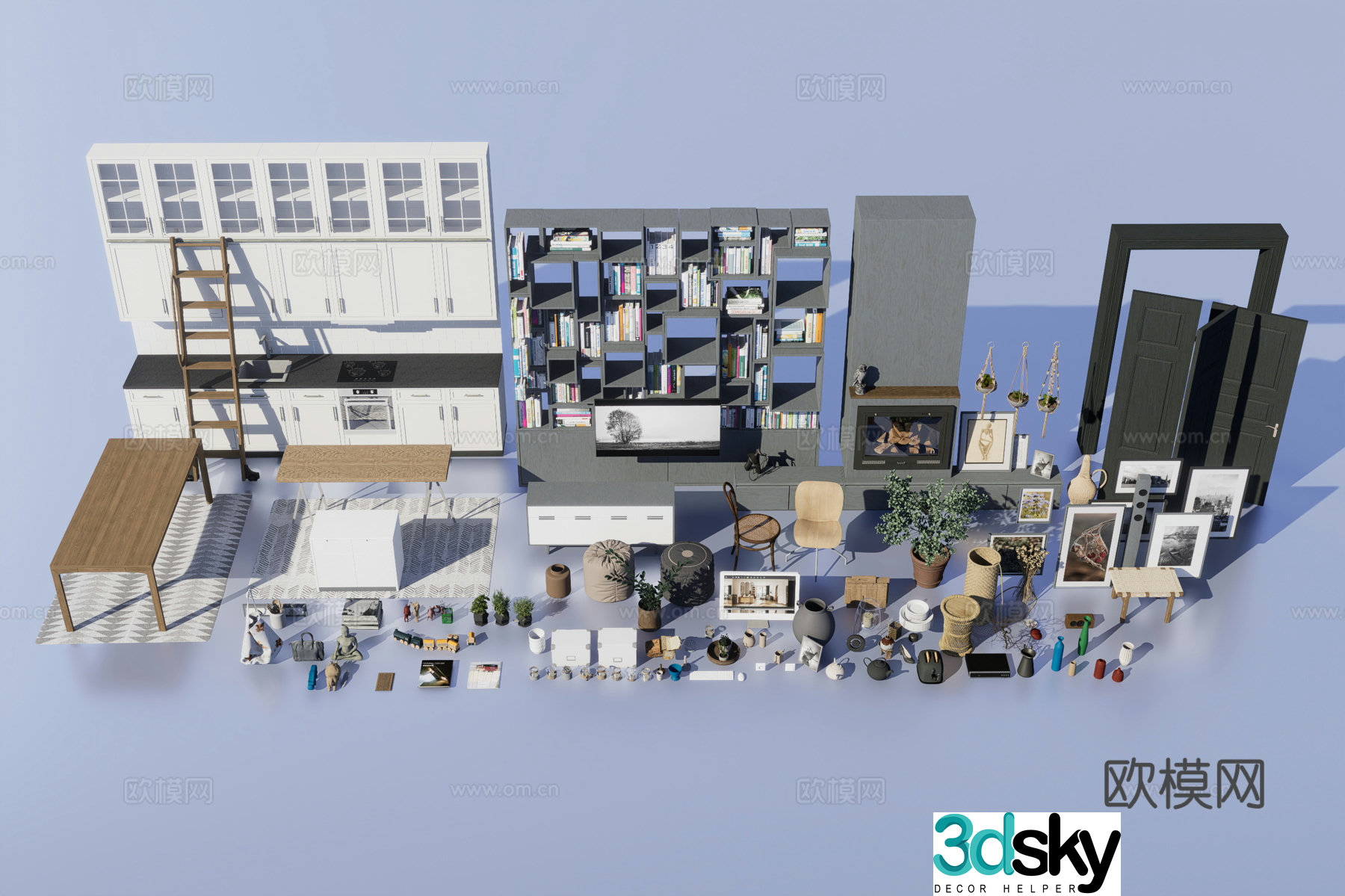 Interior furniture decoration 3d model