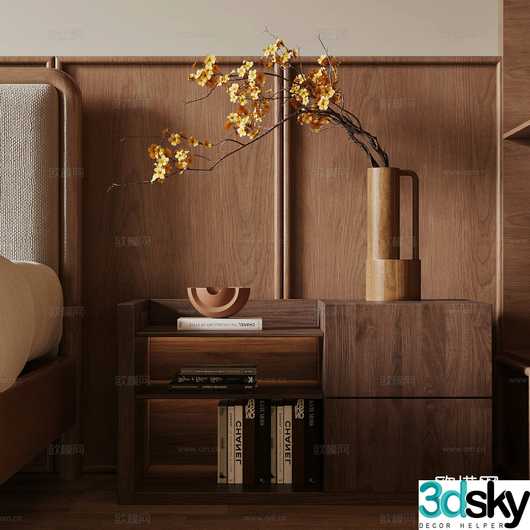 Middle-aged bedside table lamp 3d model
