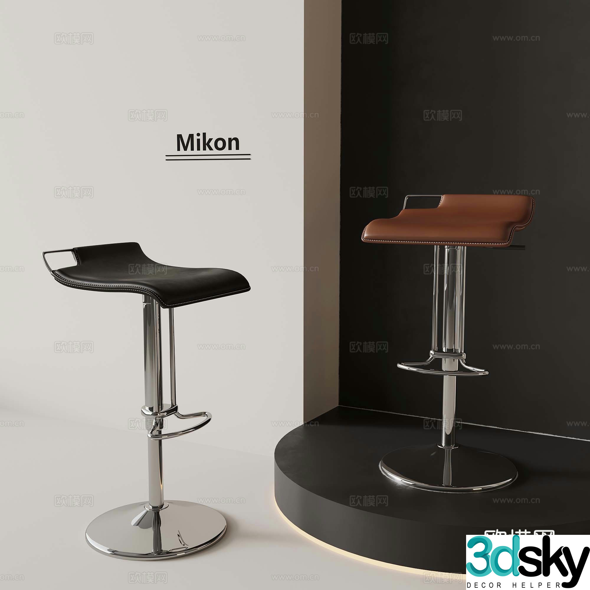Modern bar stool 3d model