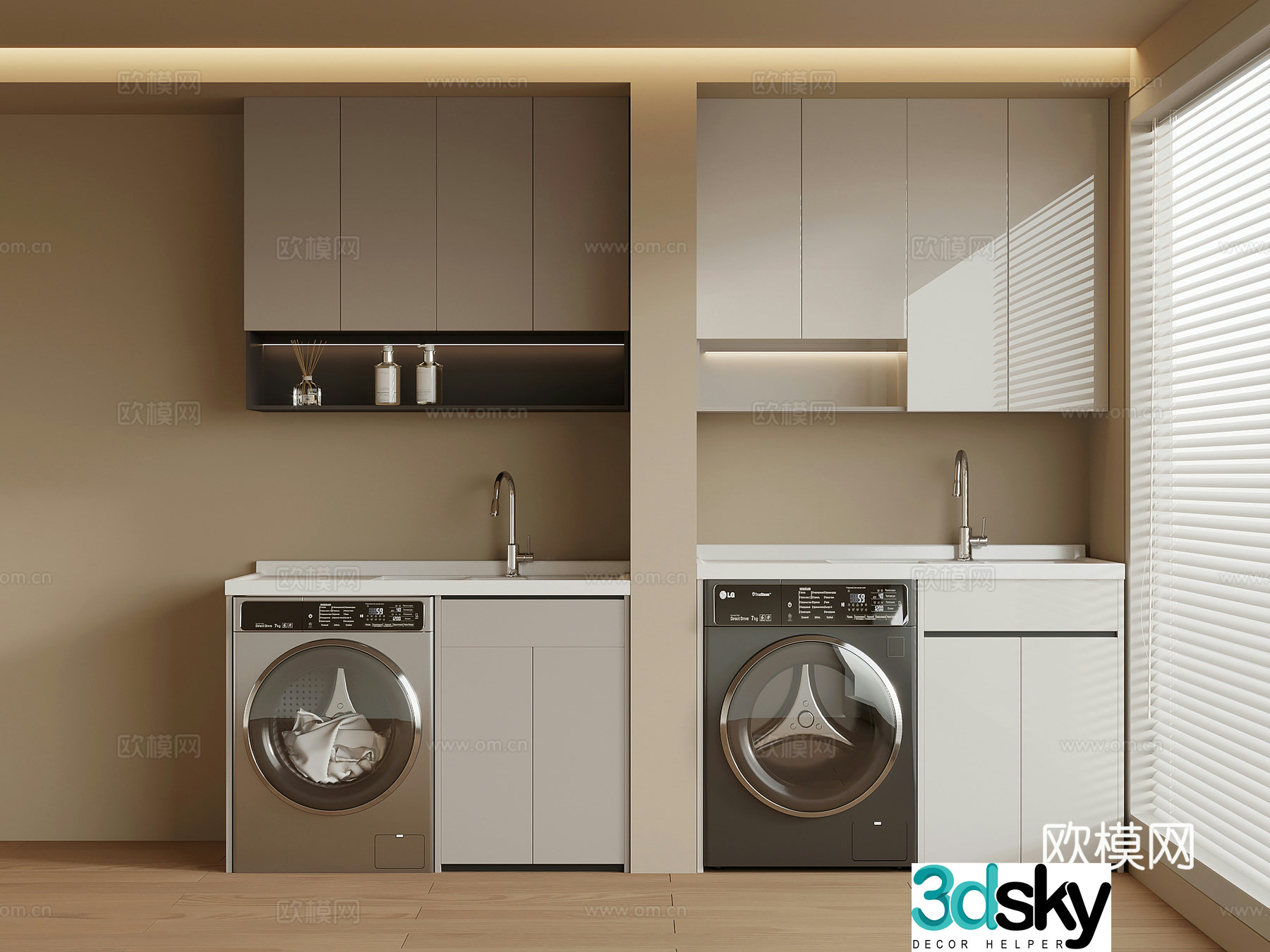 Modern washing machine cabinet balcony cabinet 3d model
