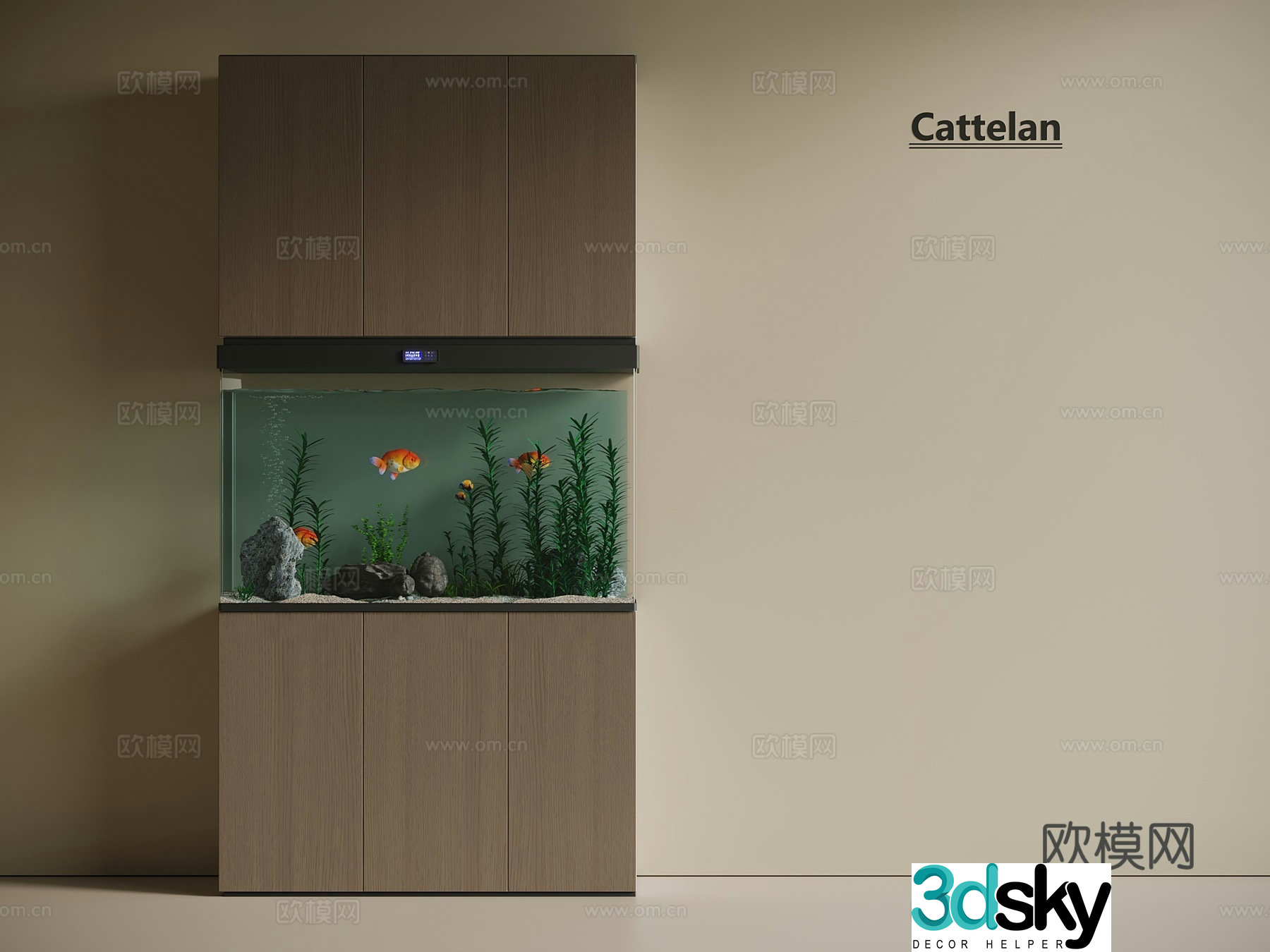 Italian light luxury fish tank fish tank cabinet fish tank 3d model