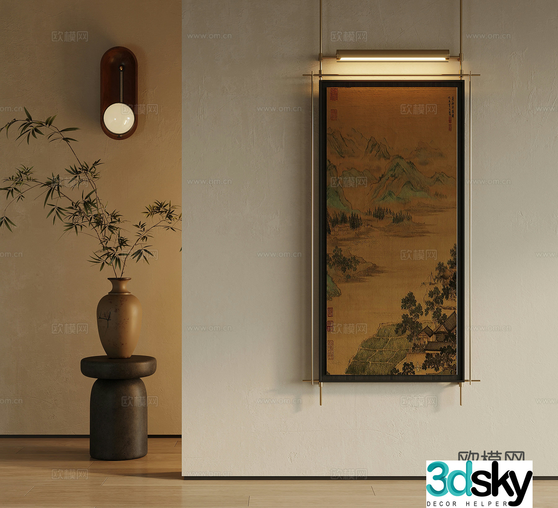 22 hanging paintings medieval style hanging paintings decorative paintings green plants 3D model