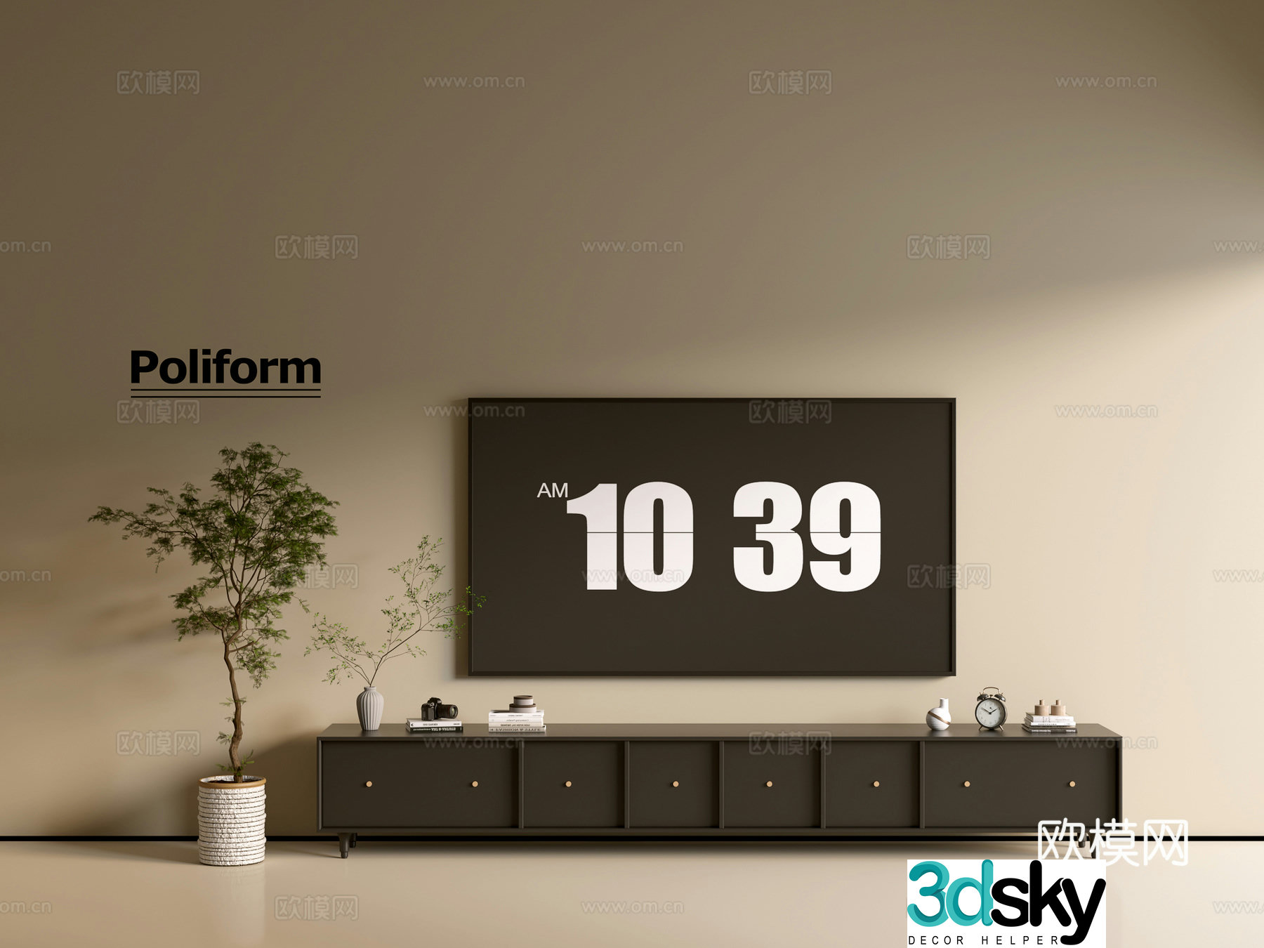 Modern black TV cabinet ins style minimalist wind cabinet whole cabinet sideboard balcony cabinet 3d model