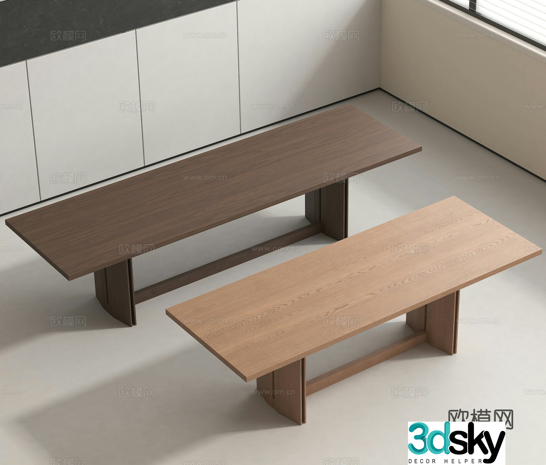 Long bench wooden bench outdoor stool public seat 3d model