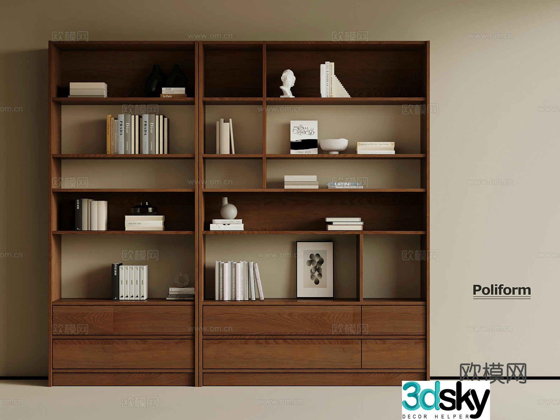 3D model of medieval bookcase