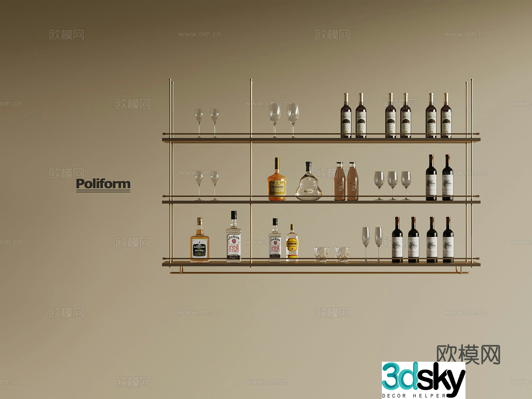 Modern wine rack wine utensil 3d model