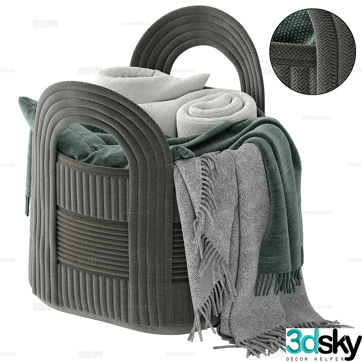 Modern Italian fabric storage basket 3D model