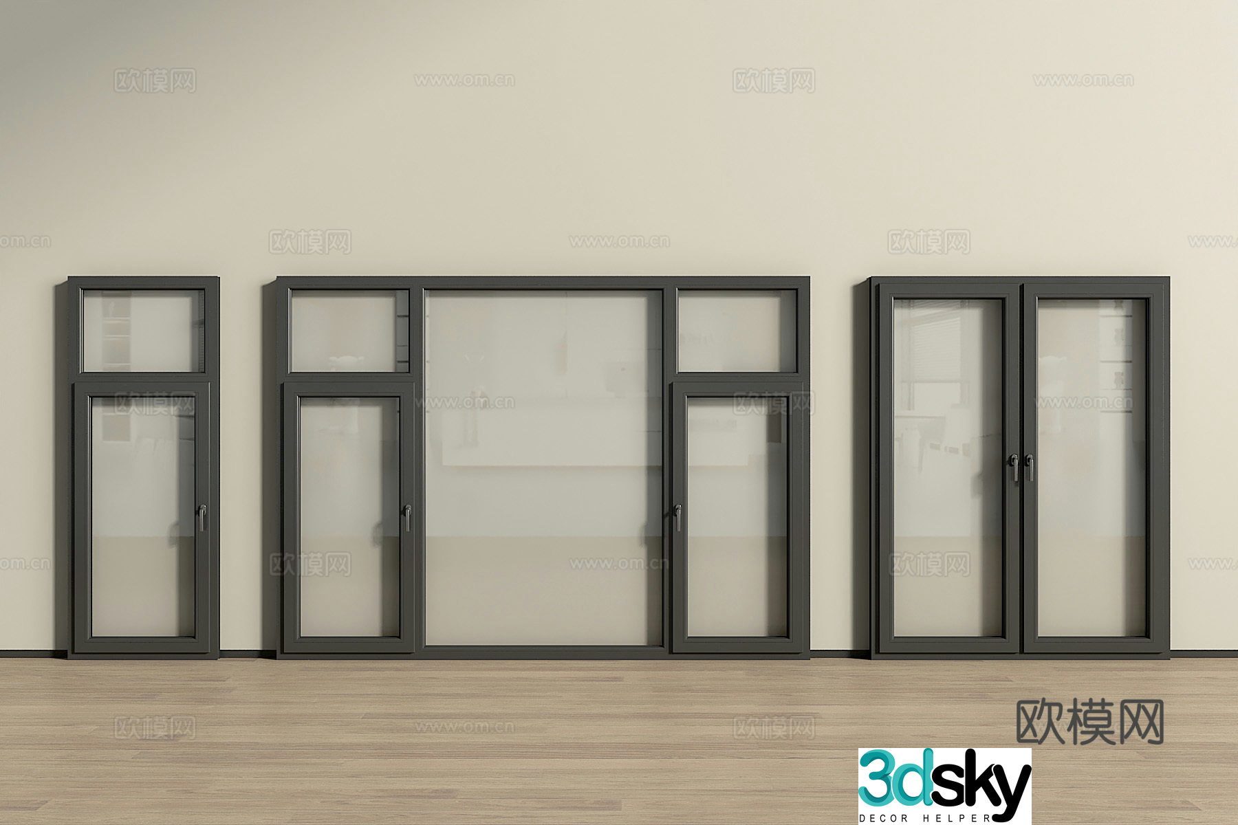 Modern window casement window window glass window casement window 3d model