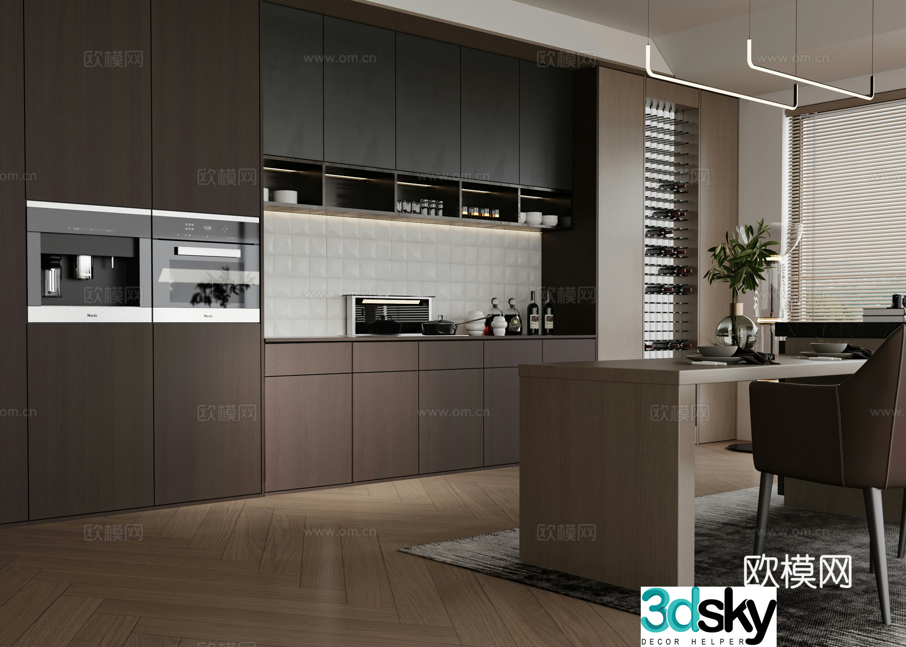 Modern light luxury restaurant 3D model
