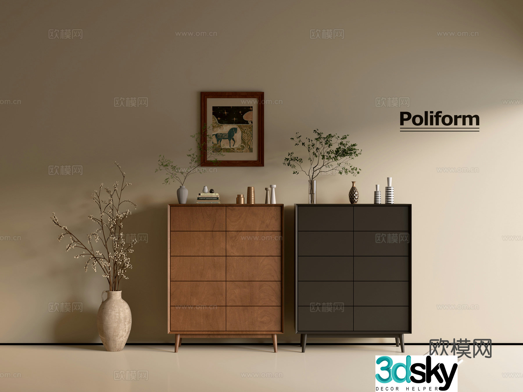 Modern wood grain cabinet ins wind minimalist wind cabinet whole cabinet sideboard balcony cabinet storage 3D model