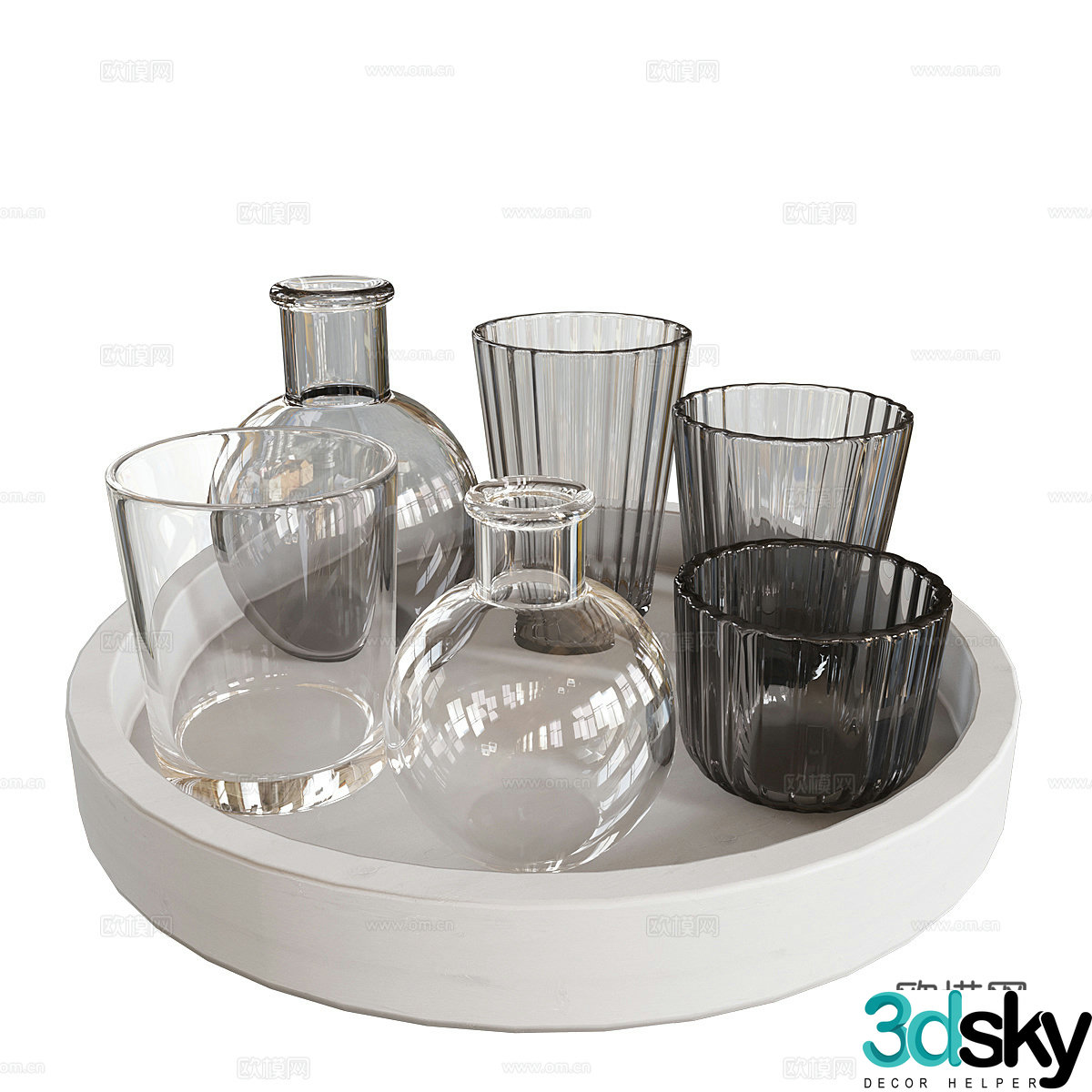 Modern Italian minimalist tea set 3D model