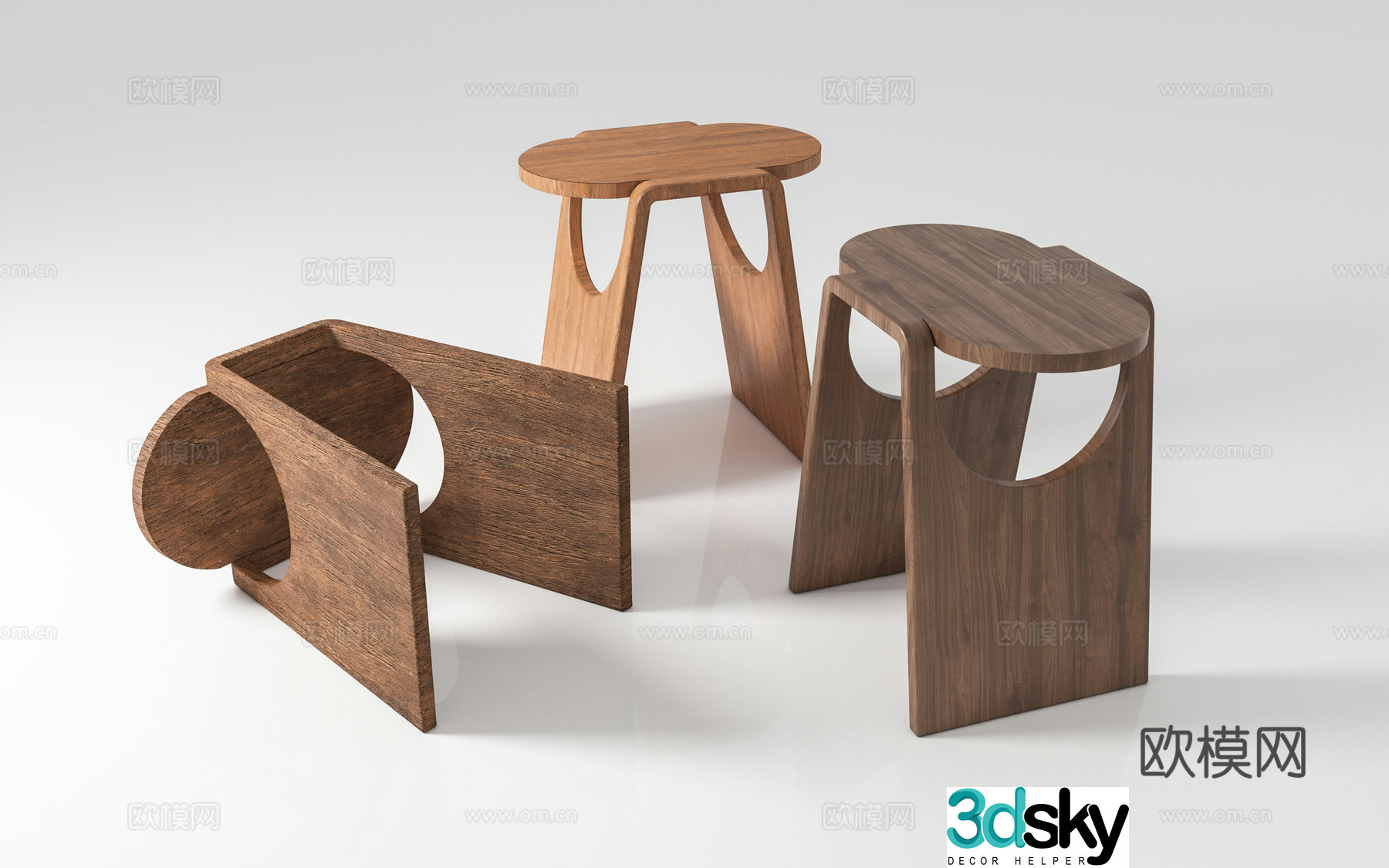 Creative chair personality stool wooden stool wooden chair art abstract furniture props seat 3d model