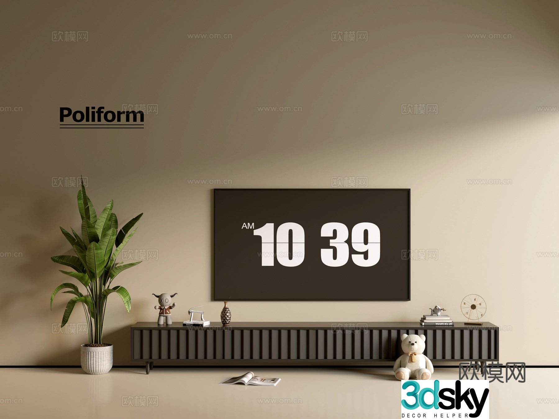Modern black TV cabinet ins style minimalist wind cabinet whole cabinet sideboard balcony cabinet 3d model