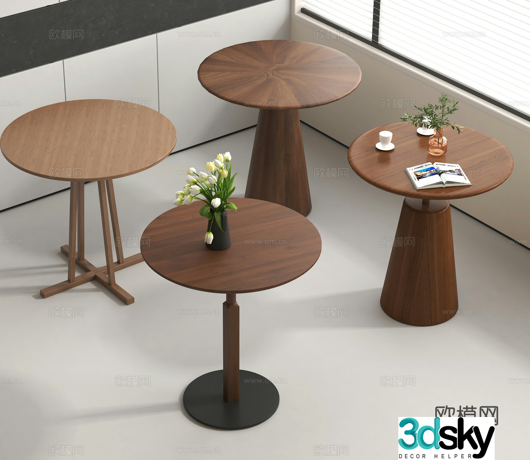 Round table dining table round table casual table 3d model