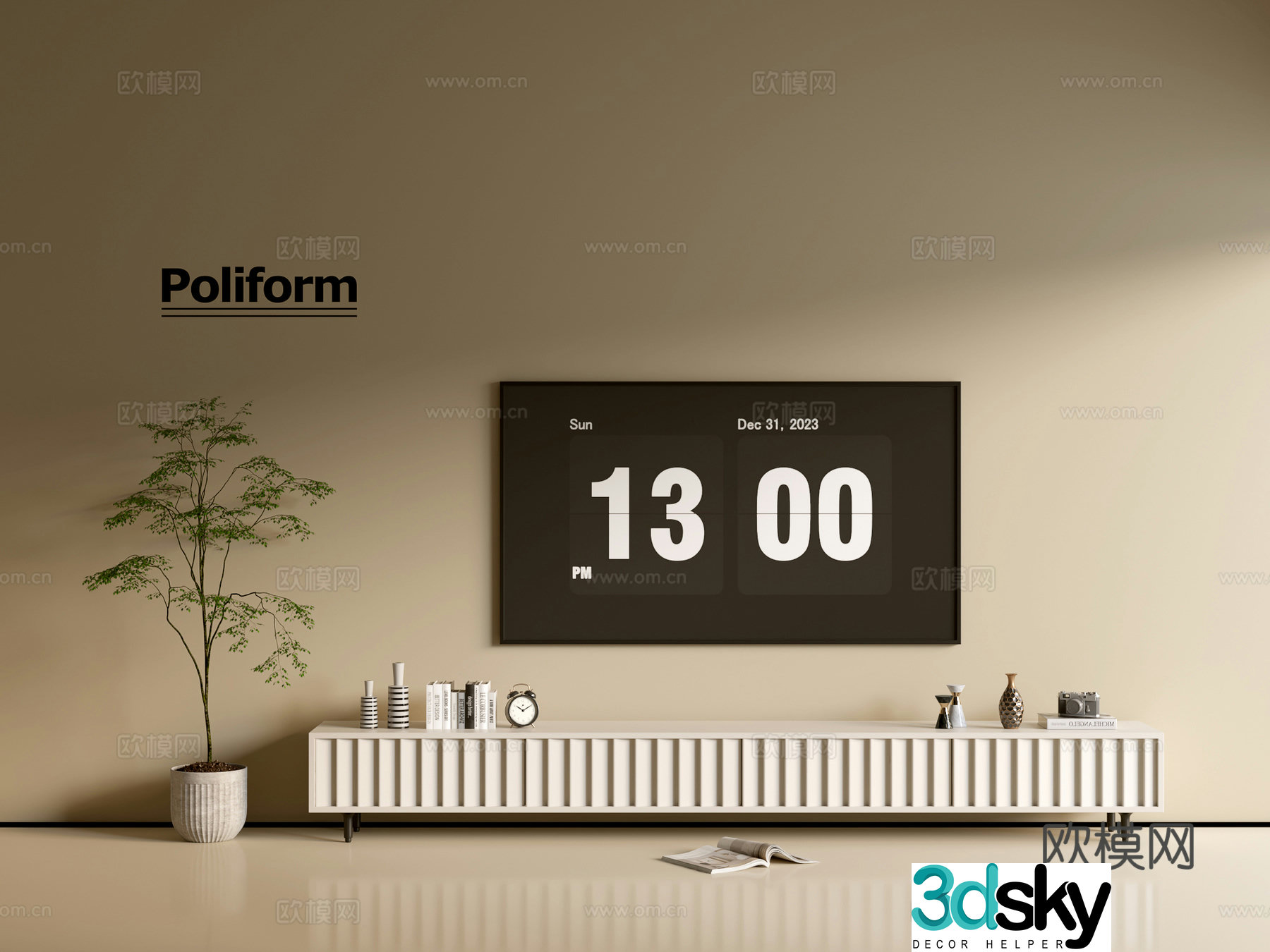 Modern cream-air TV cabinet chest of cabinets ins-style minimalist wind cabinet whole cabinet sideboard 3D model