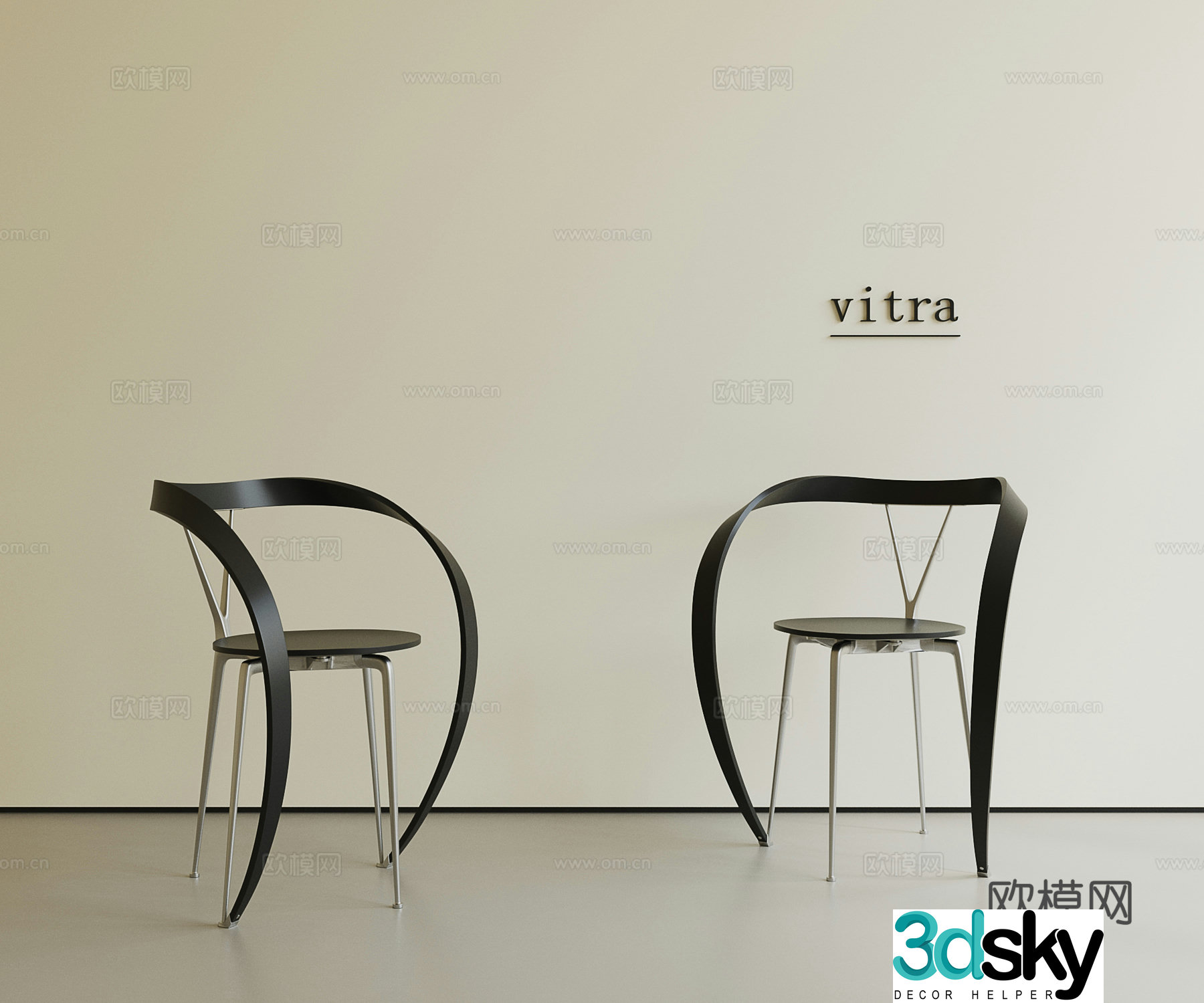 Italian light luxury dining chair 3D model