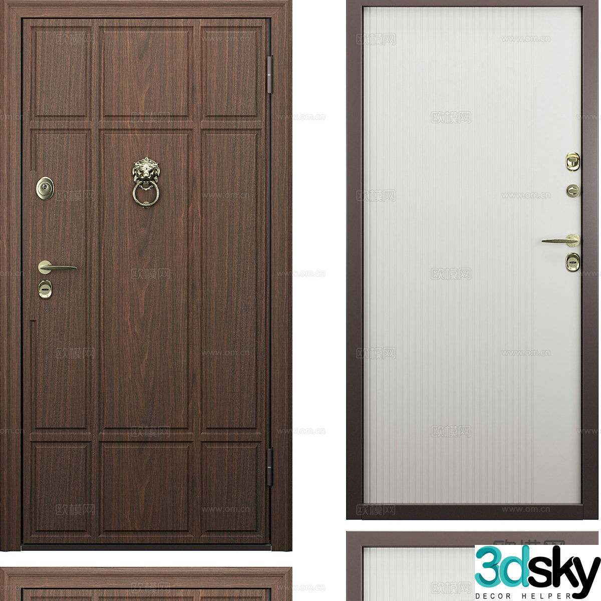 Nordic simple room door door bedroom door simple door wooden door 3d model