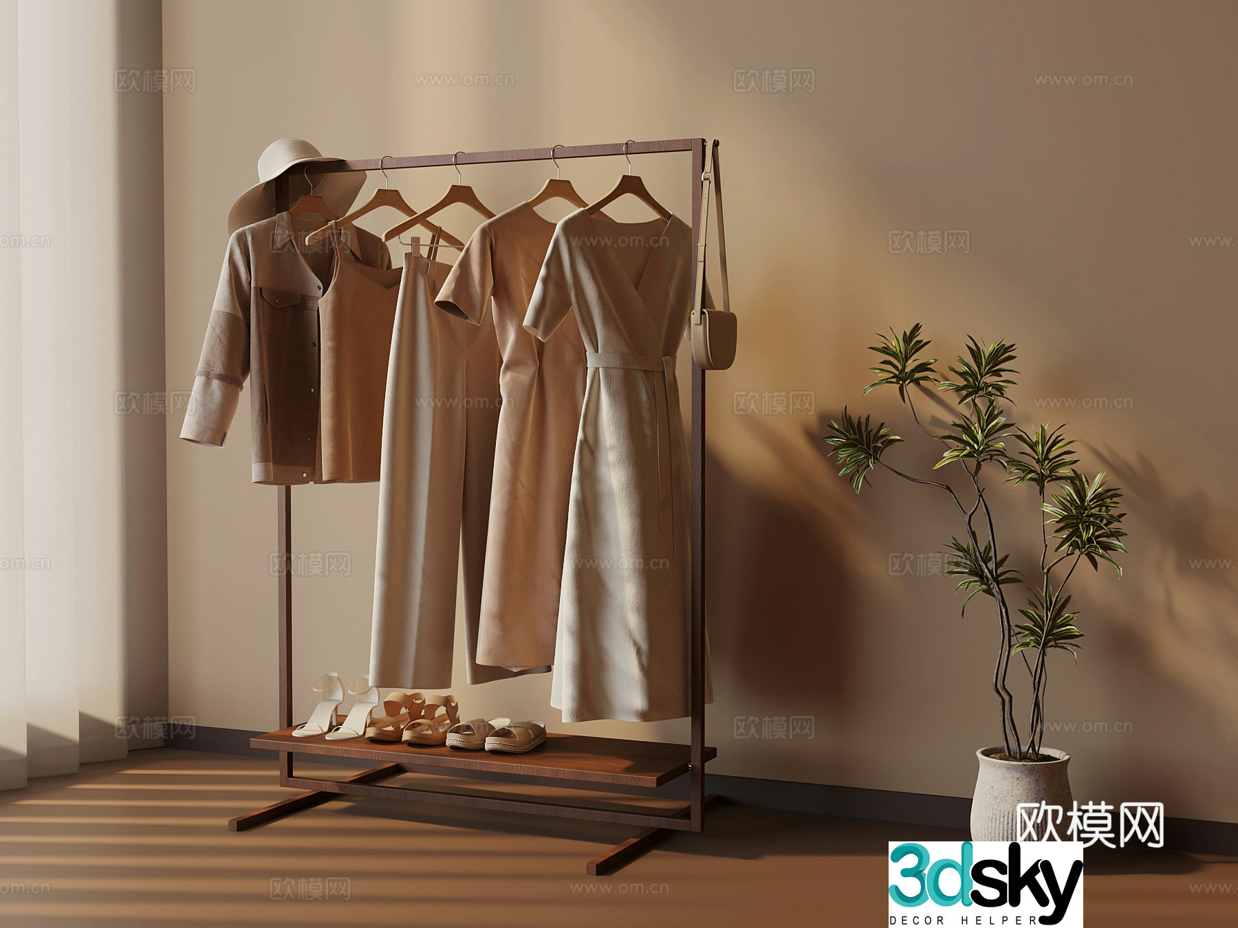 23 Middle-aged windbreaker hanger Clothing 3d model