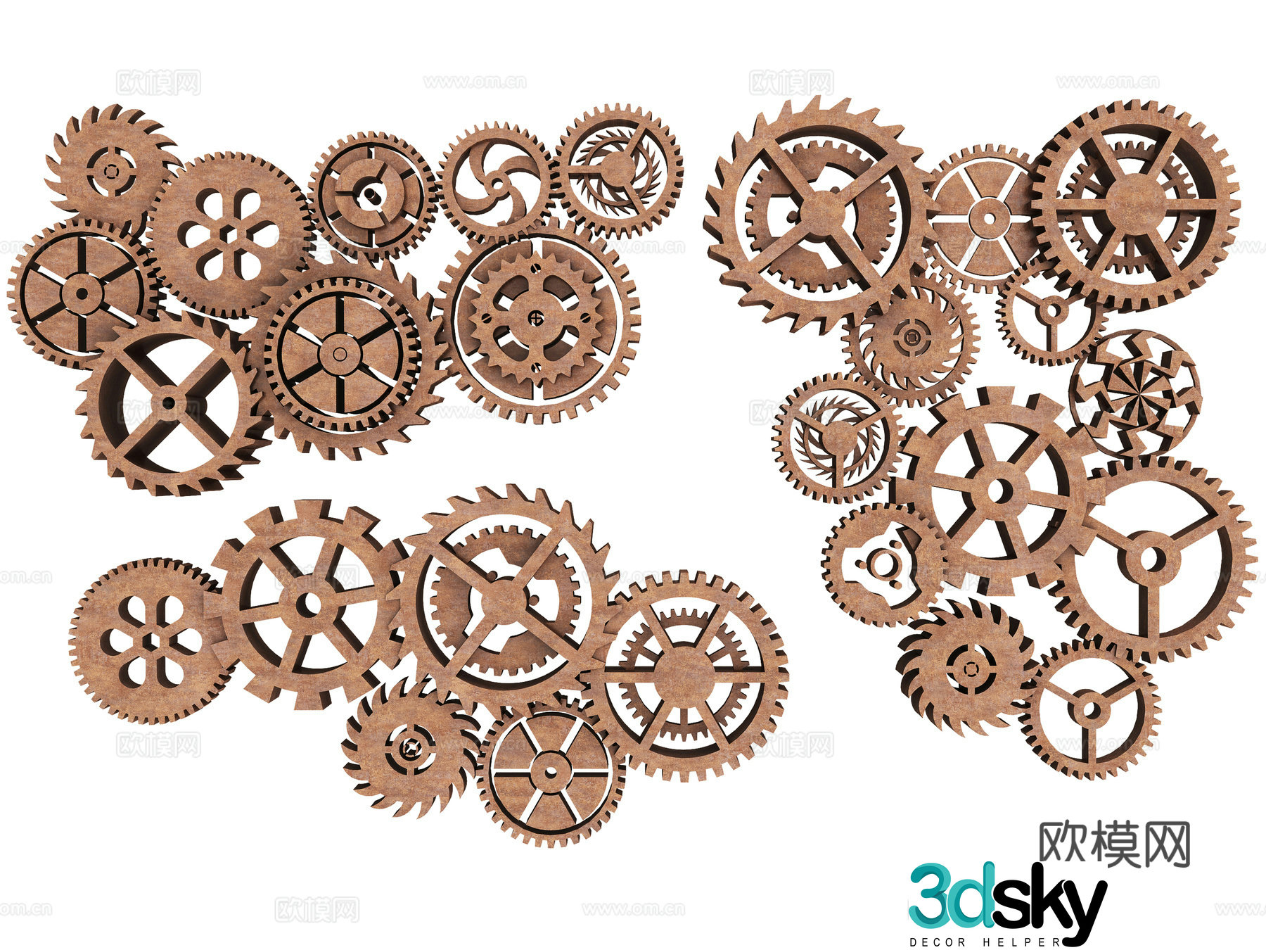 Hardware gear combination mechanical gear industrial gear technology gear pinion gear machinery 3d model