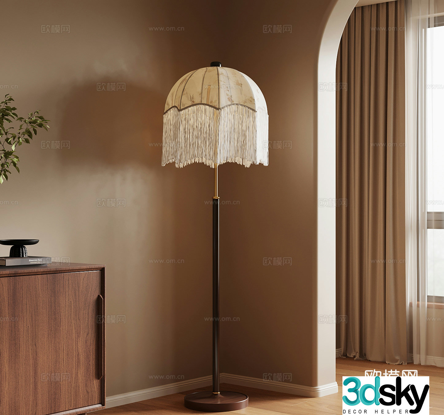 Middle-aged floor lamp clothes hanger 3d model