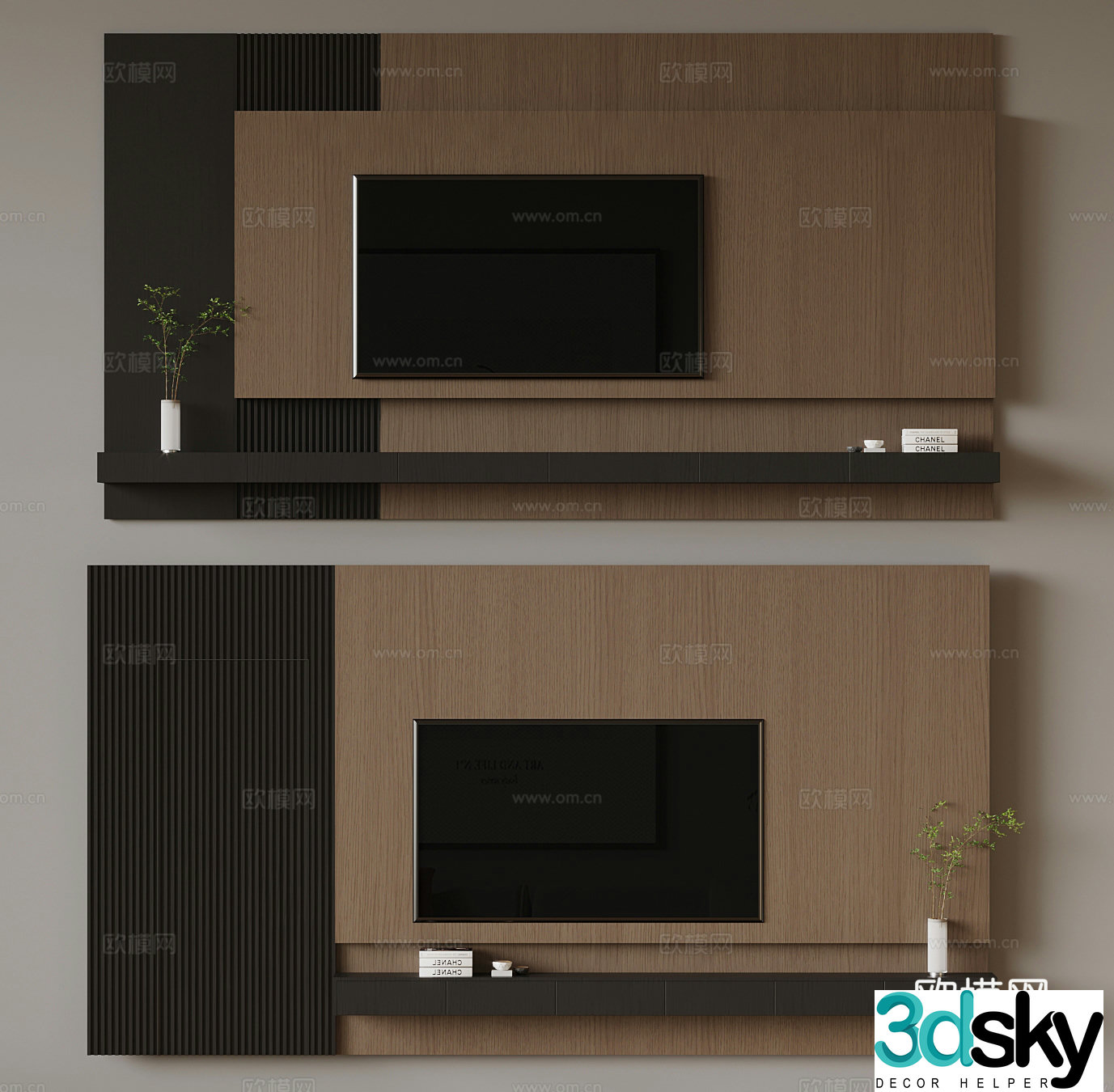 Modern Italian TV background wall 3d model