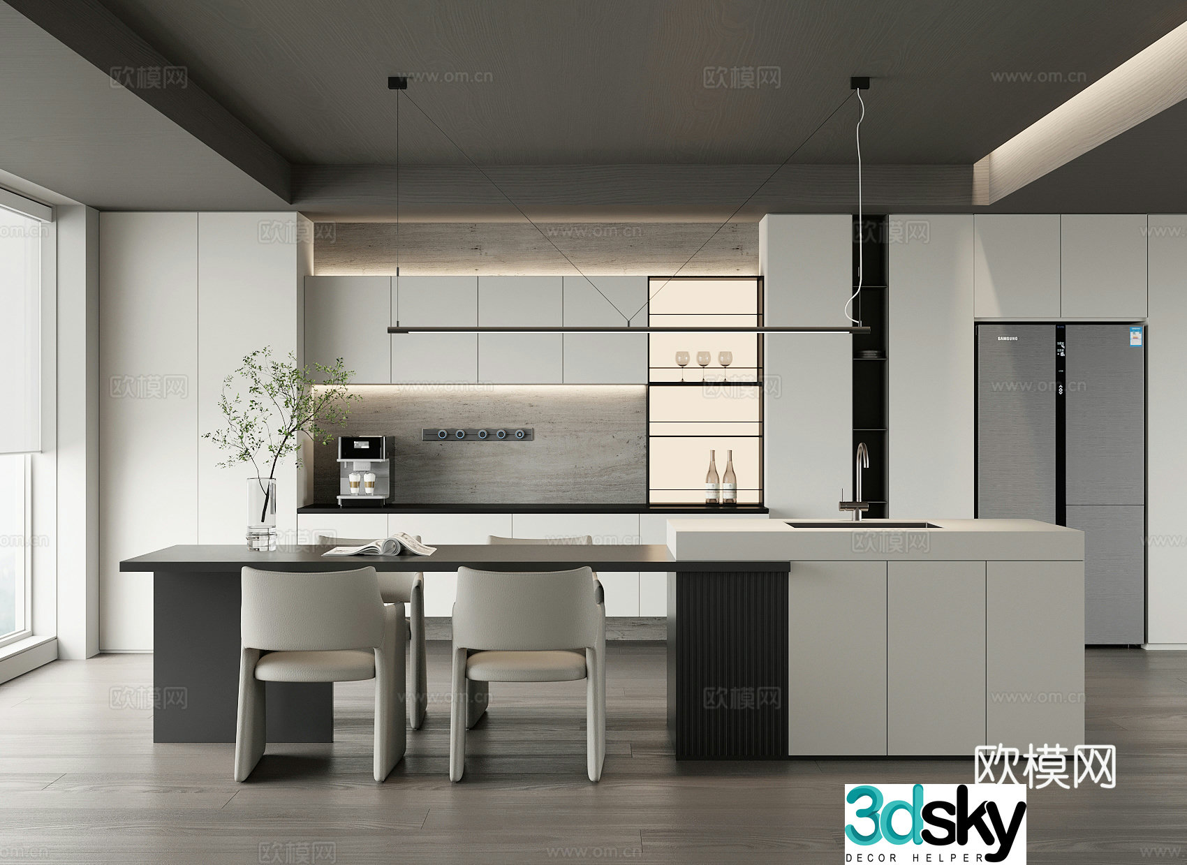 Modern island restaurant 3d model