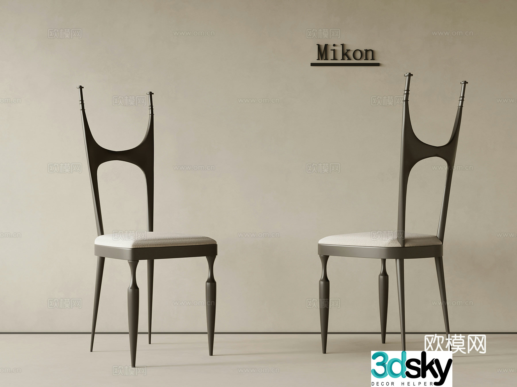 Chair French retro style chair writing chair dining chair 3d model