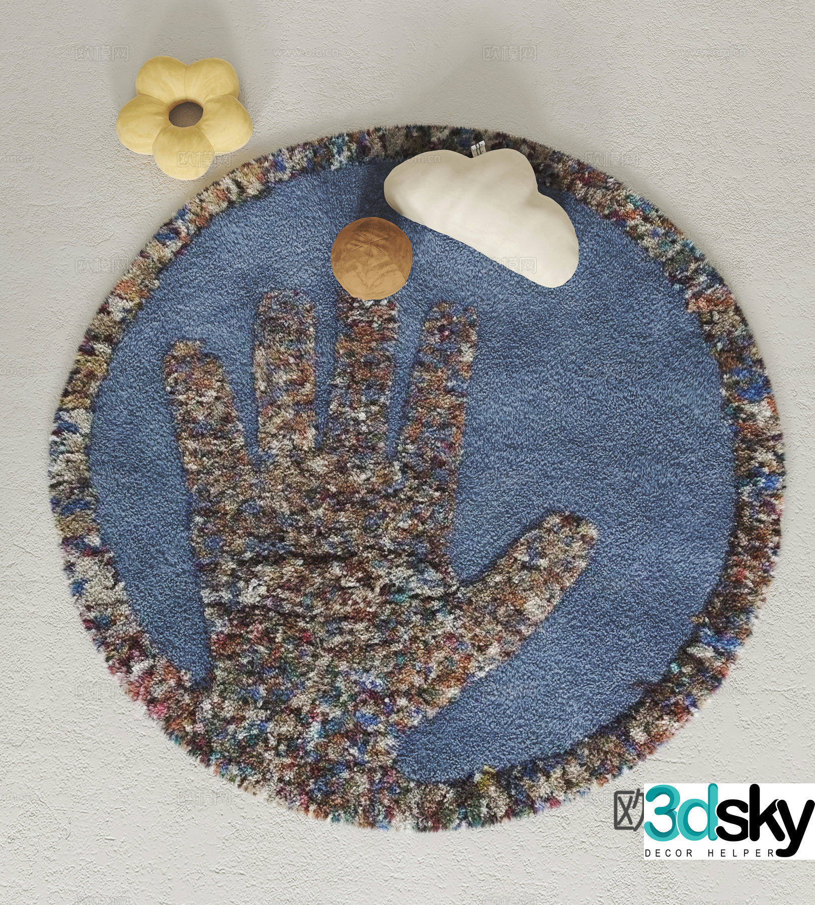 Modern carpet Round carpet Plush carpet 3d model