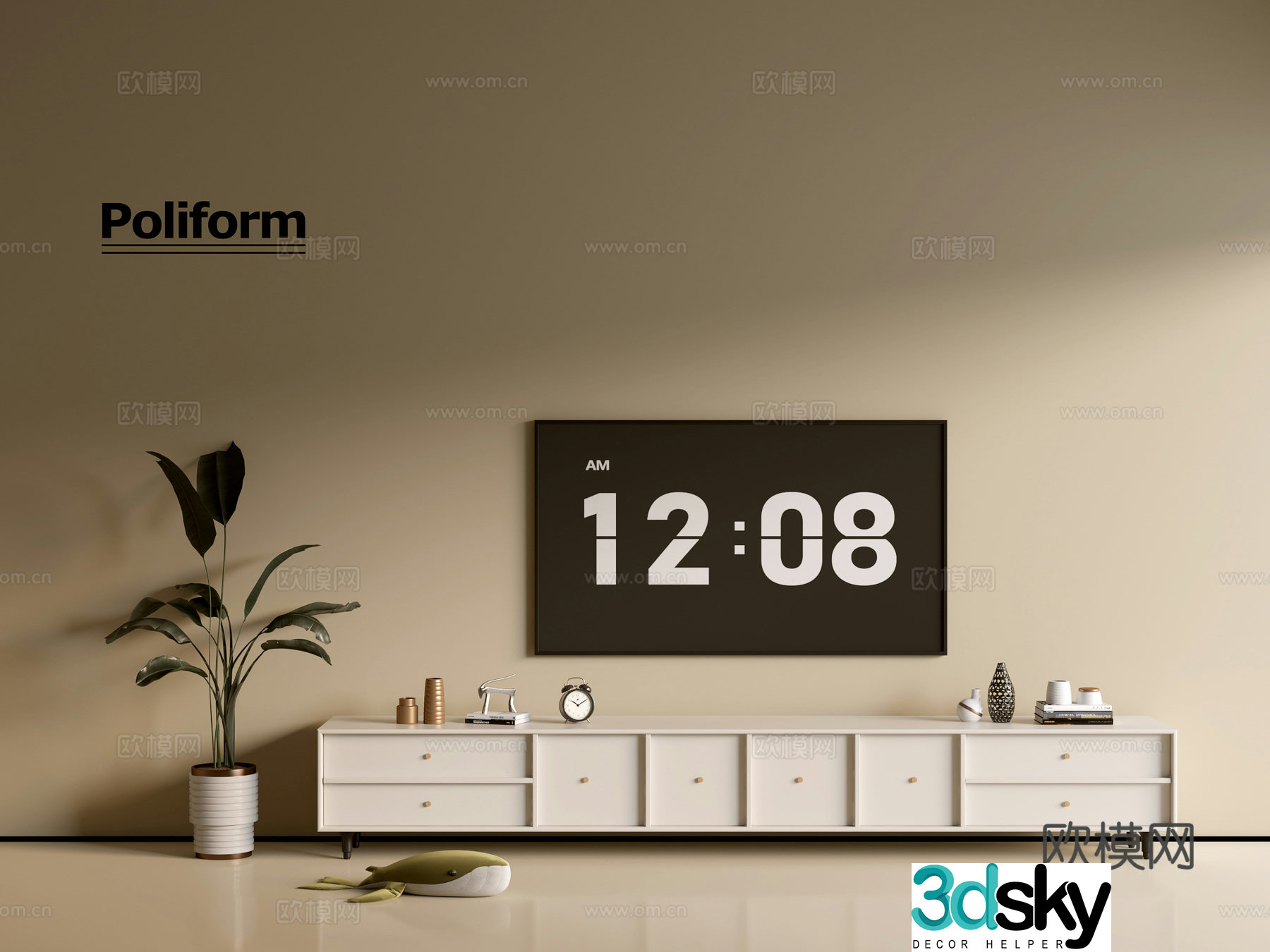 Modern cream-air TV cabinet chest of cabinets ins-style minimalist wind cabinet whole cabinet sideboard 3D model