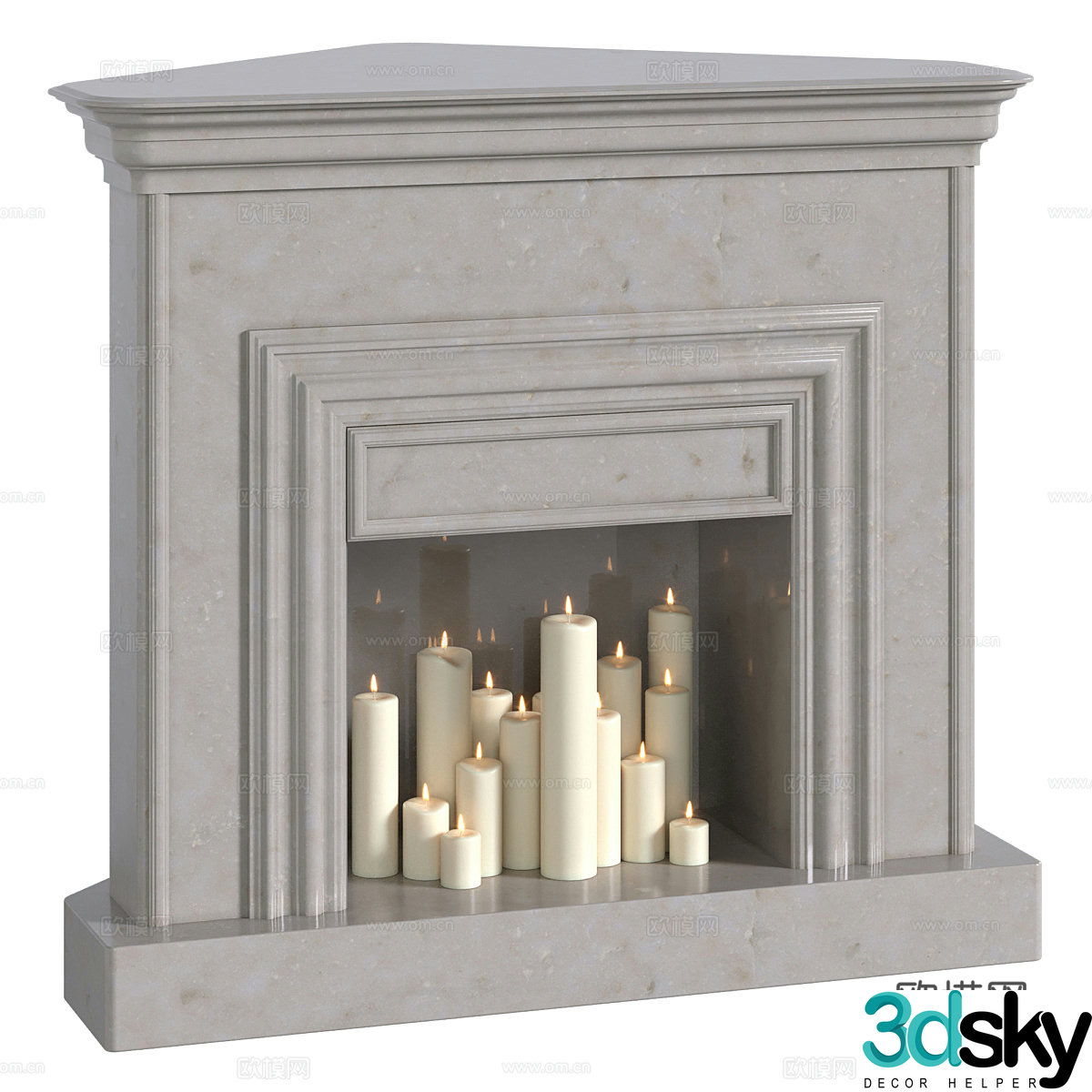 Modern Italian stone fireplace Candlestick 3d model