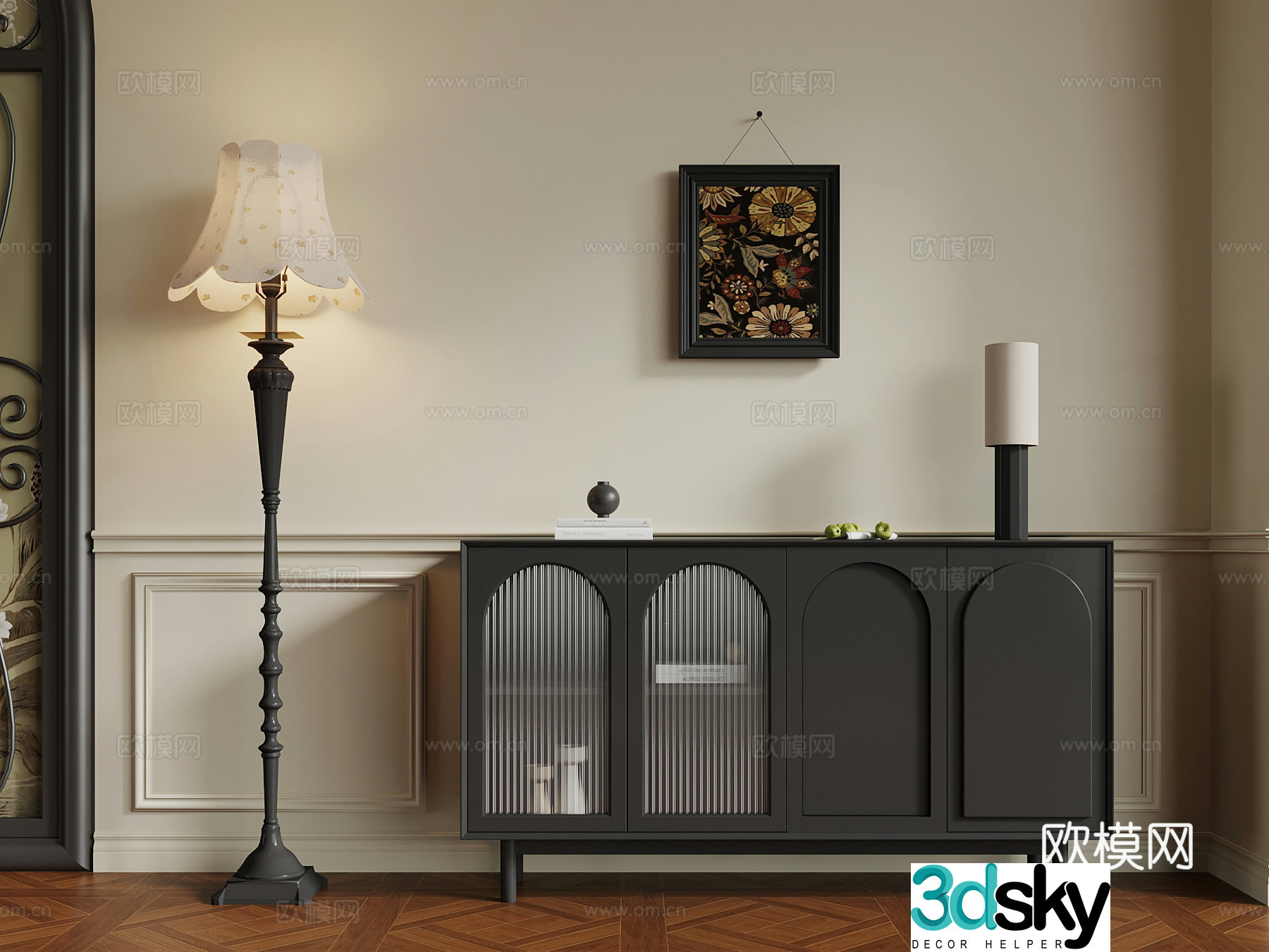 French entrance cabinet floor lamp 3D model