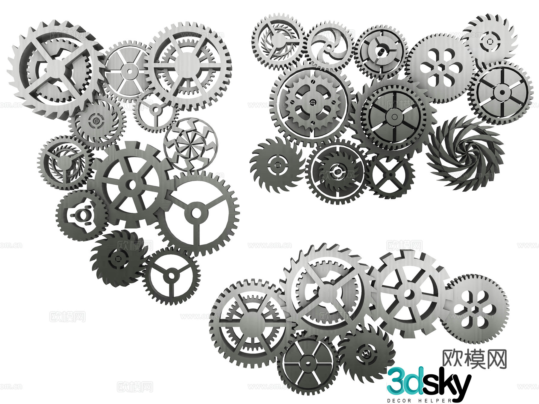 Hardware gear combination mechanical gear industrial gear technology gear pinion gear machinery 3d model
