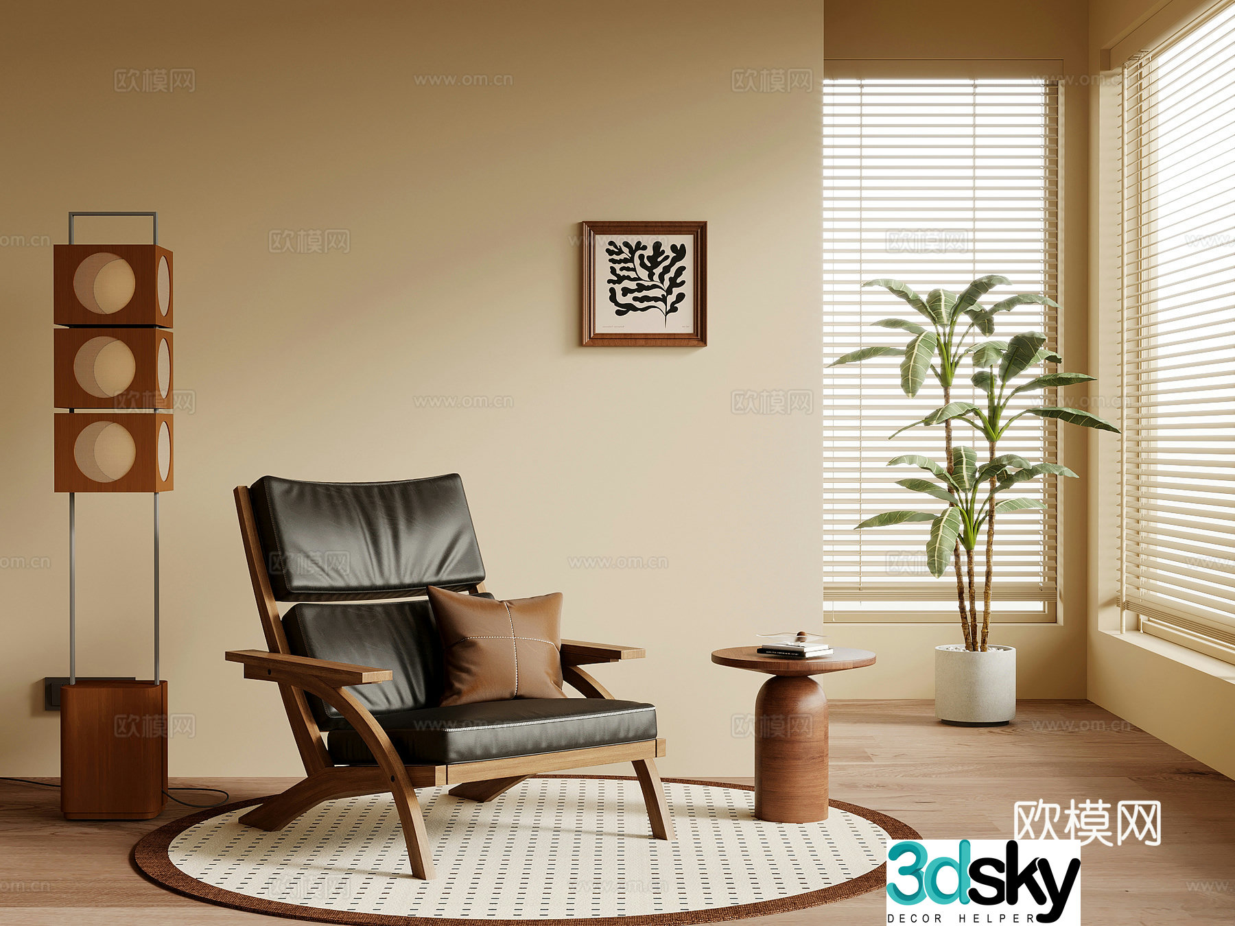Leisure chair medieval style lounge chair leisure chair floor lamp side 3D model