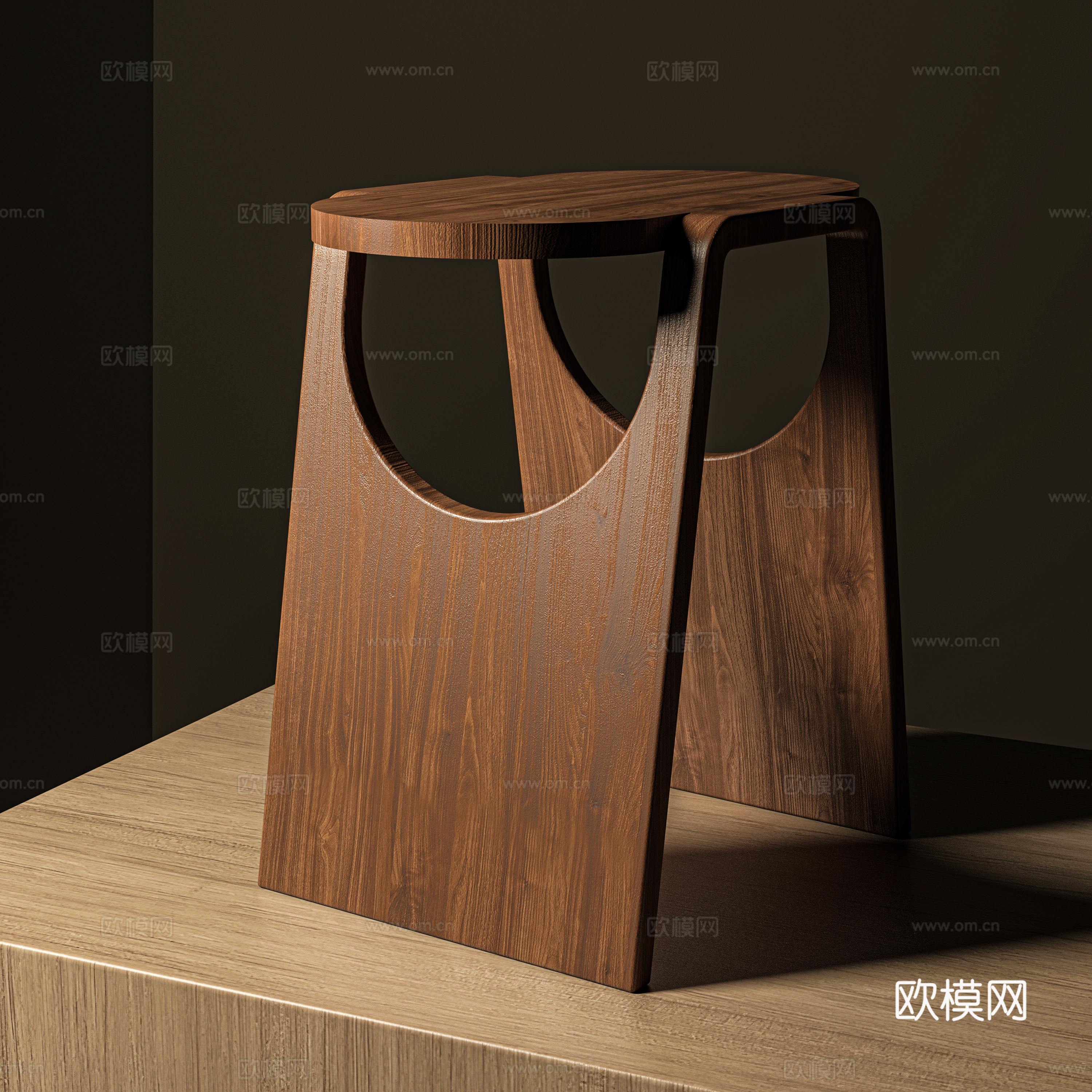 Creative wooden bench Chinese chair Art abstract Creative style 3d model